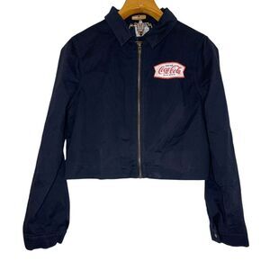 Coca- Cola vintage navy cropped zip jacket Sz: L